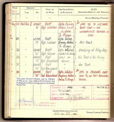 Log book, 1000 bomber raid