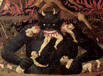Satan devouring the damned close up